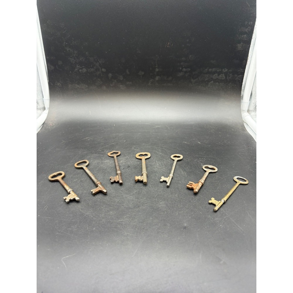 Lot of 7 Antique Skeleton Keys Vintage Iron Brass Barrel Keys Decorative Set